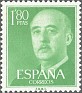 Spain 1955 General Franco 1,80 Ptas Yellow Green Edifil 1156. Spain 1955 1156 Franco. Subida por susofe